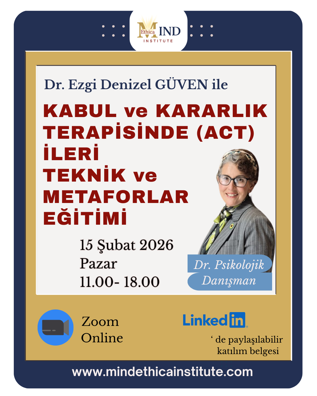 KABUL ve KARARLIK TERAPİSİNDE İLERİ TEKNİK ve METAFORLAR EĞİTİMİ